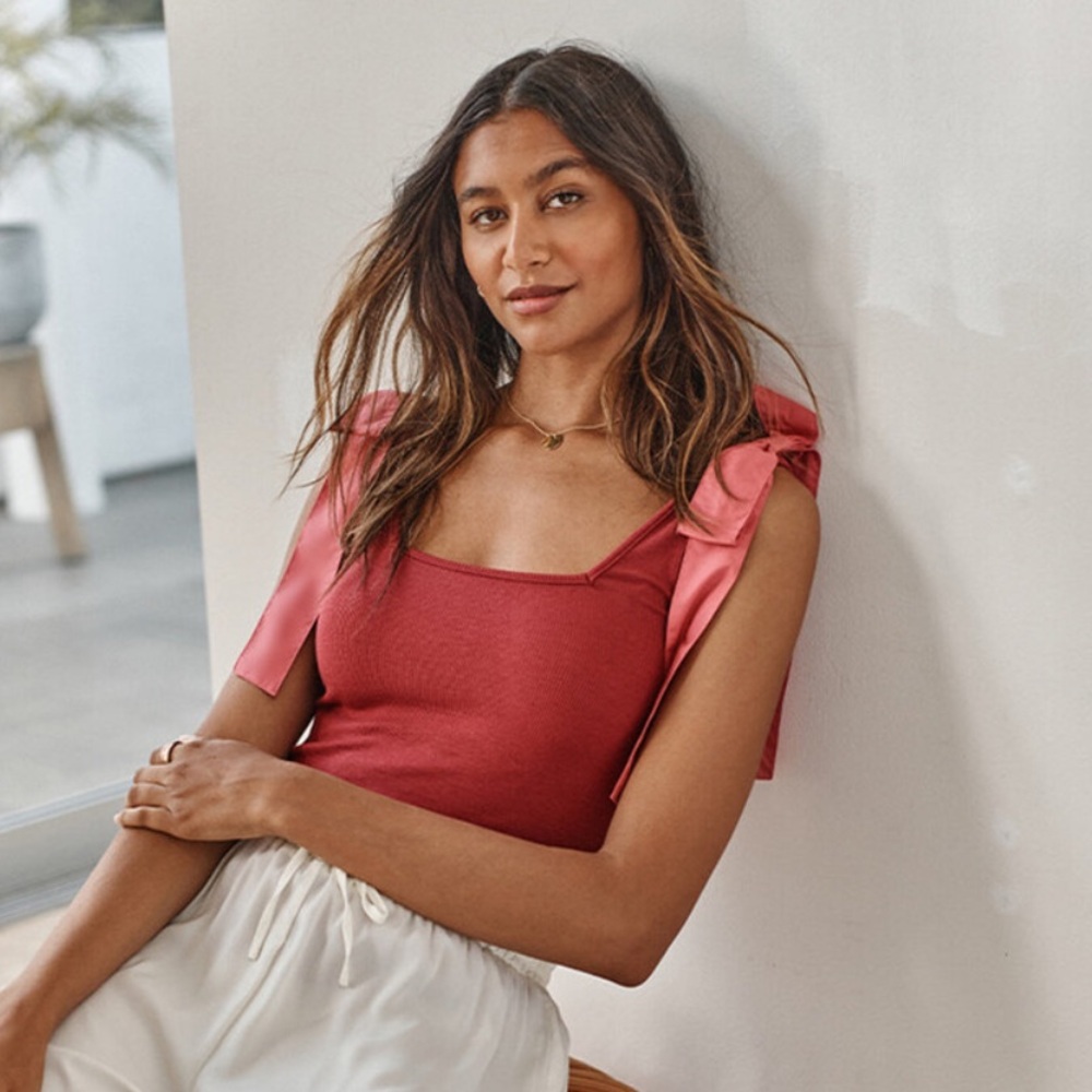 NEW Summersalt The Softest Ribbed Tie-Shoulder Tank
